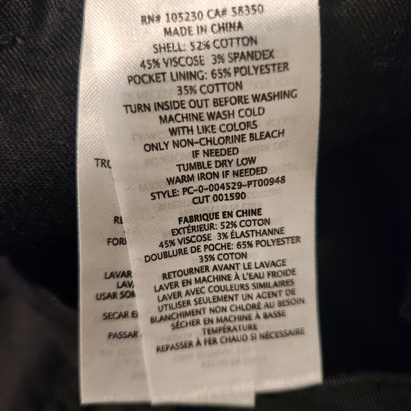 Current/Elliott Black The Confidant Cropped Chino Pants Size 31 NWT - Picture 12 of 12